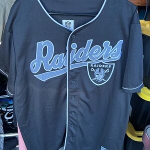 NFL Raiders Black Button-Up Shirt